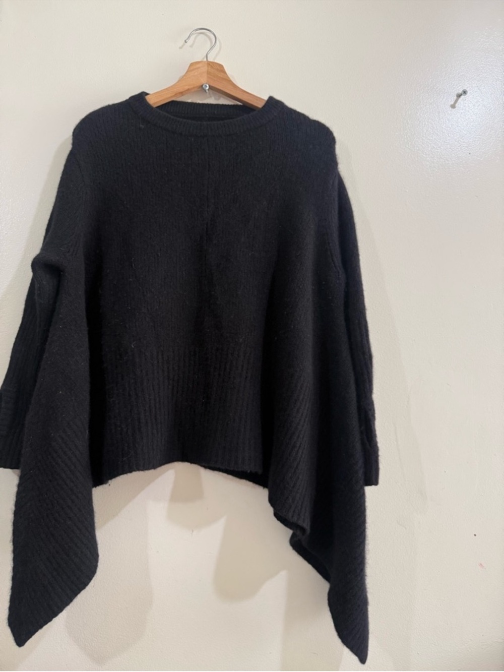 Zadig & Voltaire Black Draped Asymmetric Crewneck Sweater